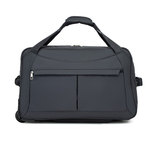 (Grey) Trolley Duffel Bag 55L Foldable Soft Luggage With Multi Compartment 2