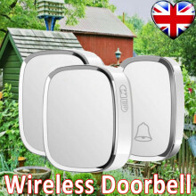 (1 Receiver, 1 Transmitter) Wireless Doorbell Waterproof IP44 Plug-in Cordless Door Chime Kit with 300m/1000FT Range 36 Chimes 4 Level Volume