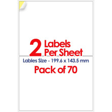 (2 Per Sheet [140 Stickers]) A4 Address Labels Self Adhesive White 70 Sheets Paper Laser Printer Inkjet Sticker
