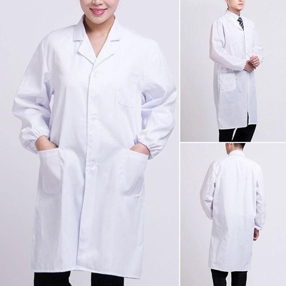(white, XXL) Men/Women Lab Coat Long Sleeve Work Clothing Hospital Uniform Doctor White Coat Medical Nurse Child