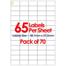 (65 Per Sheet [4550 Stickers]) A4 Address Labels Self Adhesive White 70 Sheets Paper Laser Printer Inkjet Sticker