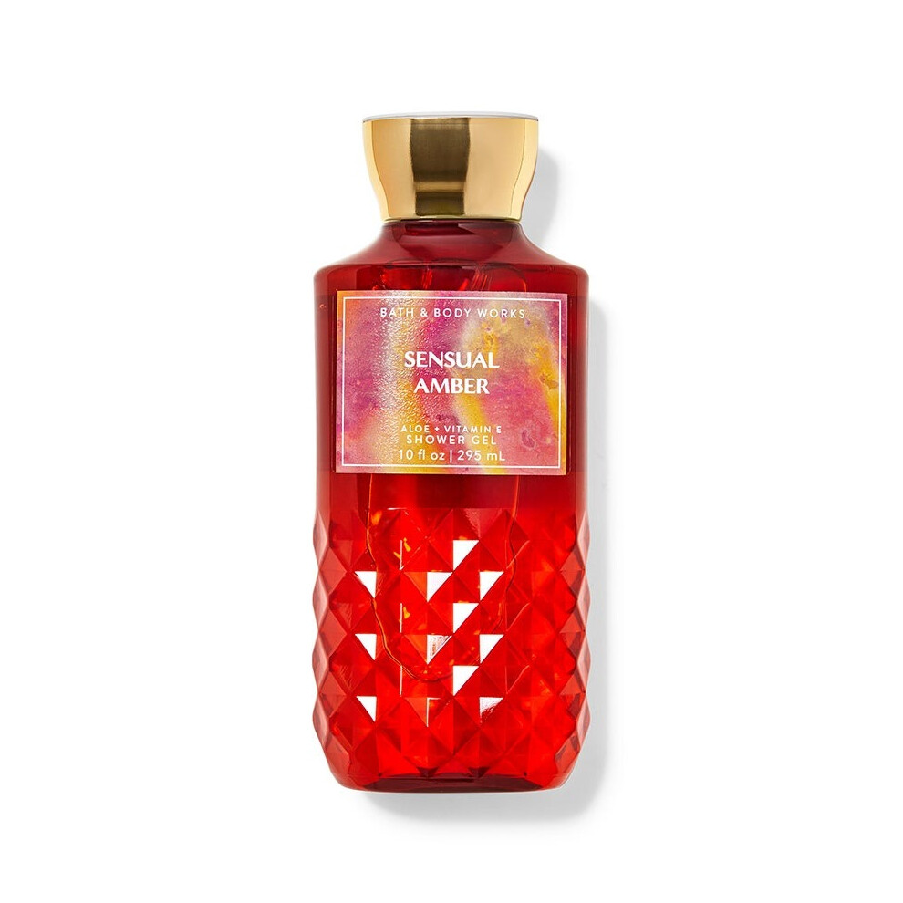Bath & Body Works Sensual Amber Aloe + Vitamin E Shower Gel 295ml | Moisturizing Body Wash | Hydrating & Smooth Skin | Luxurious Scent