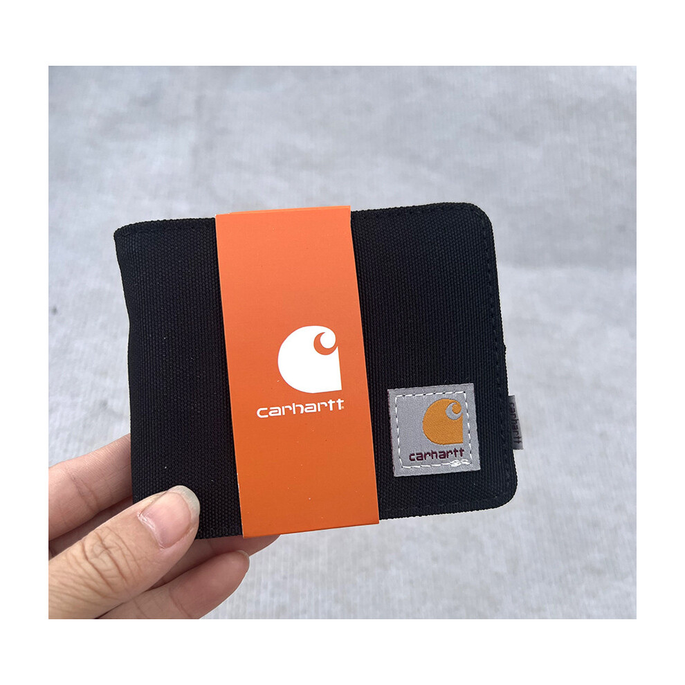 (Black) Mens Carhartt Two-fold Bifold Wallet Coin Hand Purse Card Holder Slot Nylon Travel