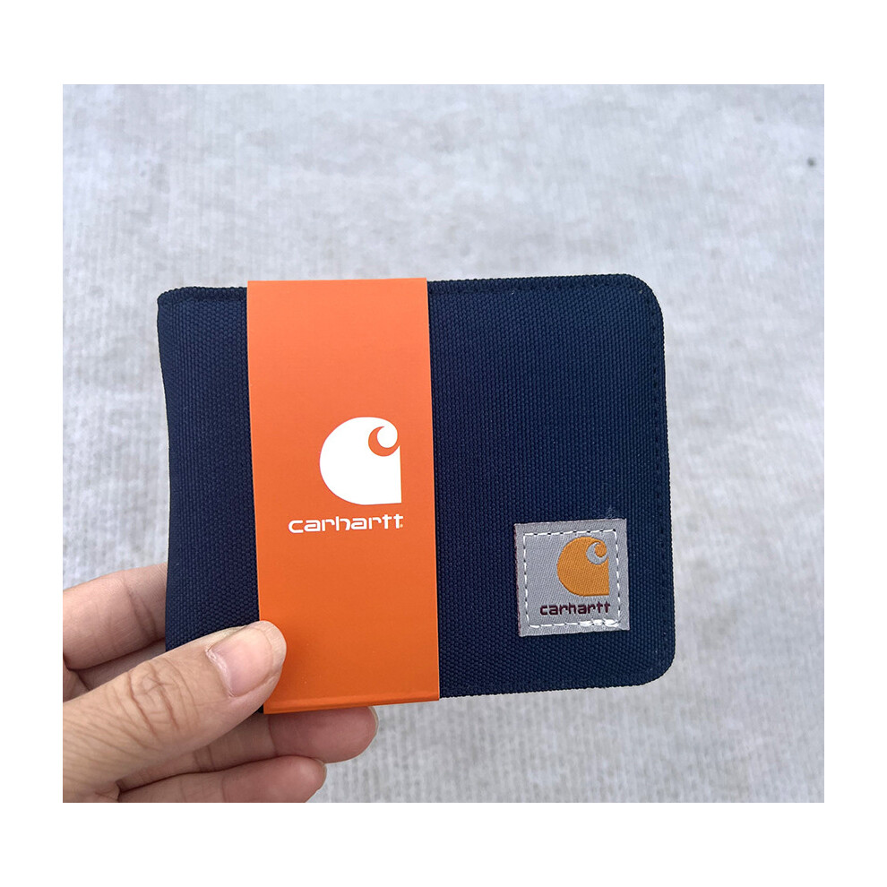 (Blue) Mens Carhartt Two-fold Bifold Wallet Coin Hand Purse Card Holder Slot Nylon Travel