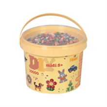 Hama Midi Beads 10000 Fuse Beads Bucket Set With 5 Coloured Pegboards