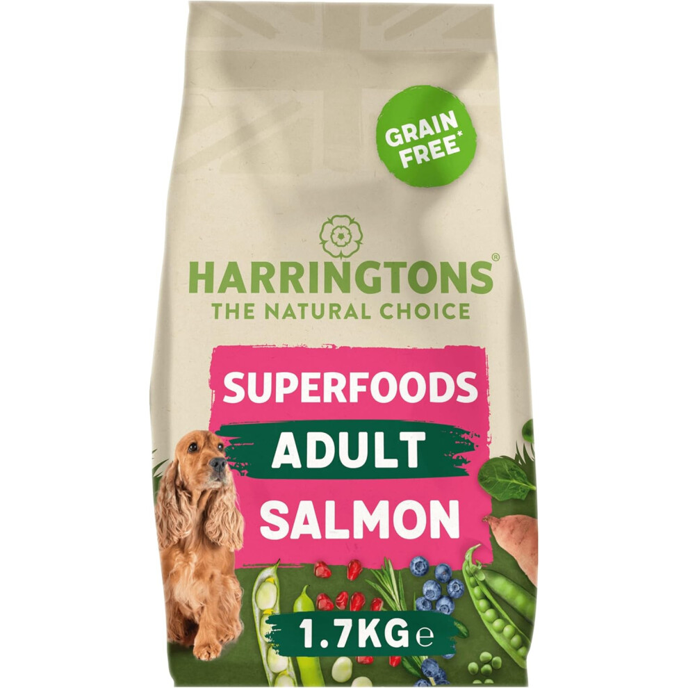 Harringtons Superfoods Complete Grain Free Hypoallergenic Salmon with Veg Dry Adult Dog Food 1.7kg (Pack of 4) - Made with All Natural Ingredients