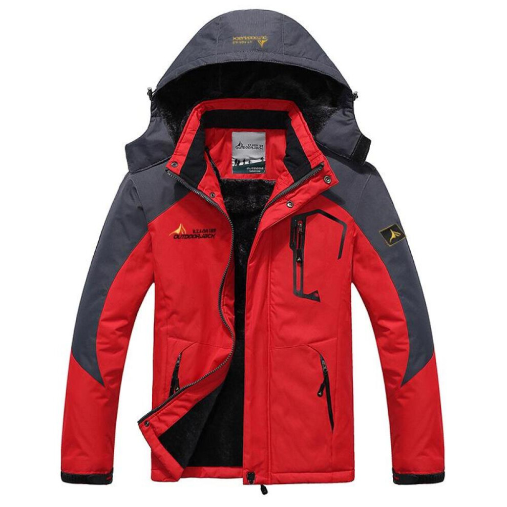 (red, XXXXL) Winter Jacket Men Plus Velvet Warm Wind Parka 6xl Plus Size Black Hooded Winter Coat Men.