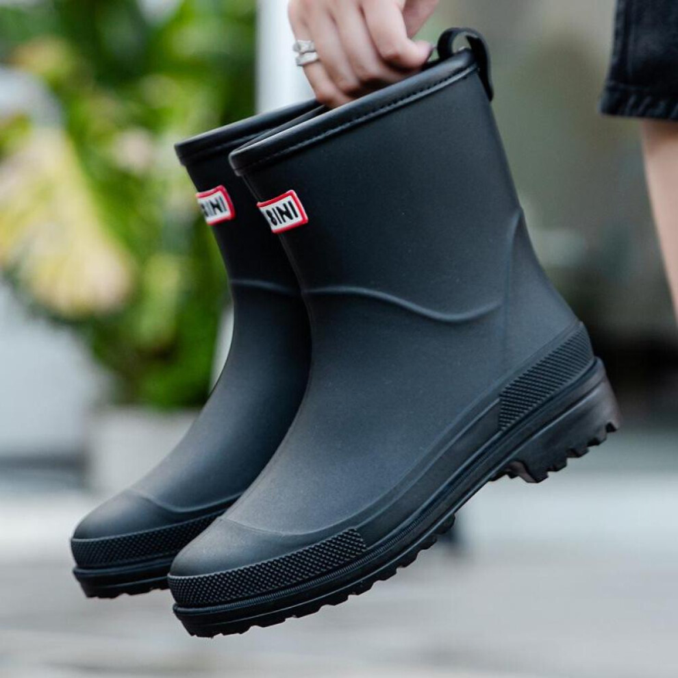 (black, 37) Rain Boots Women&apos;s Mid-calf Rain Boots Edge Wear-resistant Lightweight Wading Shoes Kitchen Galoshes