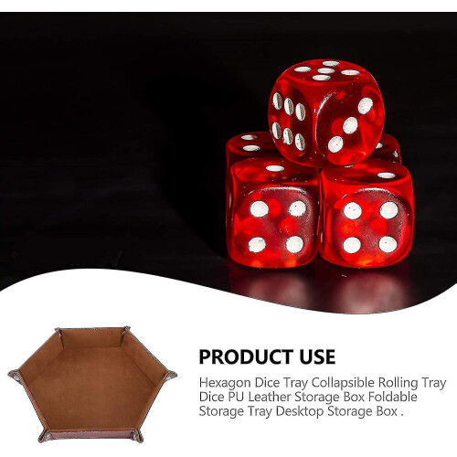 Hexagon Dice Tray Pu Leather Dice Plate Dice Tray Dice Board Foldable Bdliv 1