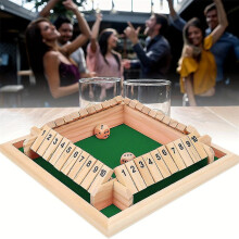 1-4 Players Shut The Box Dice Game, Classic 4 Sided Wooden Board Game with Dice for Kids Adults, Traditional Pub Board Game