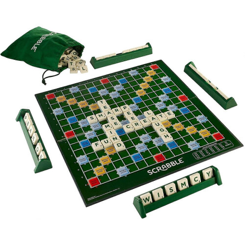 Scrabble Grand Folding Edition with Rotating Wooden Game Board