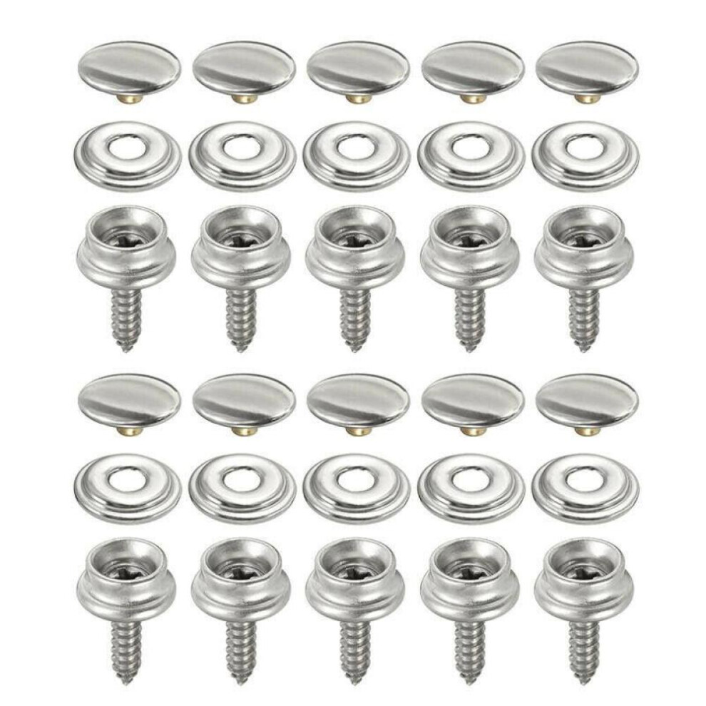 30PCS Snap Fastener Stainless Canvas Screw Kit For Tent Boat Marine