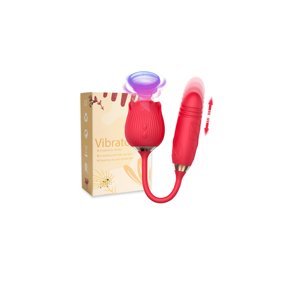 (Red) Rose Toy for Women , 2 in 1 Vibrator and Adult Sex Toys with Vibrating Egg