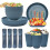 (Blue) Unbreakable Dinnerware Sets Camping Plates And Bowls Set Plastic Picnic Dinner Sets 1