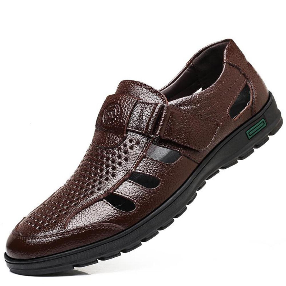 (brown, 40) Leather Shoes Men&apos;s Shoes Summer Hollowed Out Breathable Sandals Men&apos;s Business Casual Shoes