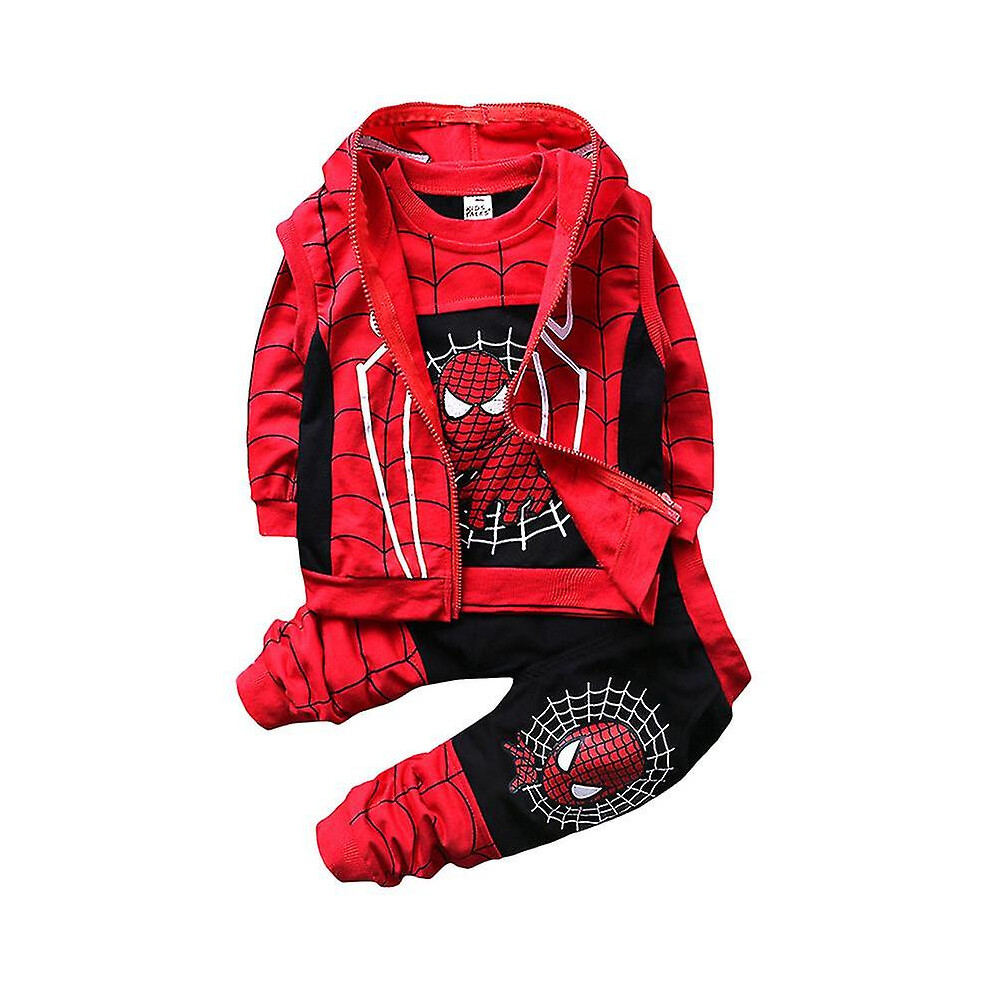 (Black, 2-3 Years) Kids Boys Spiderman Tracksuit Hooded Zip Sweatshirt Jacket   Pullover   Pants Spider-man Outfit Set-image-OPC-PFVHGC5-NEW