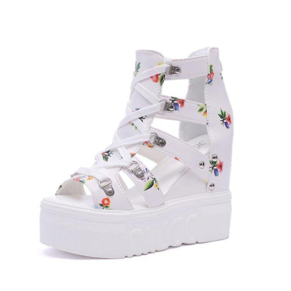 (white, 36) High-heeled Sandals Women&apos;s Summer New Style Platform Hollowed Out Fish Mouth Sandals