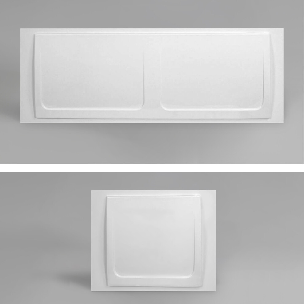 Nes Home Bathroom Gloss White Acrylic Front 1700mm & End 700mm Bath Panel Set