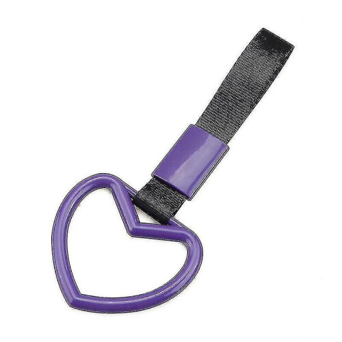 Car Bus Train Heart Handle Ring Hand Strap Warning Decor (purple)1pcs)