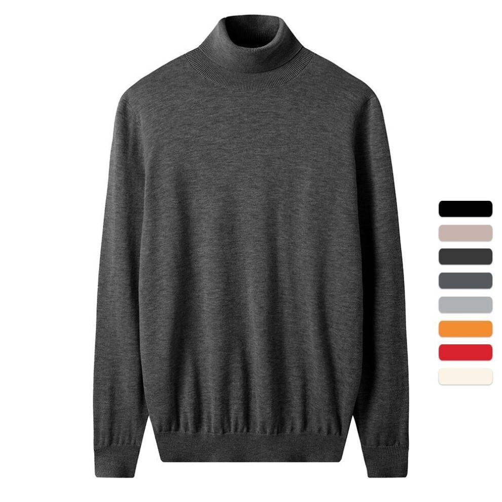 (dark grey, 2XL) Men Turtleneck Sweater Autumn Winter Merino Pure Wool Warmknitted