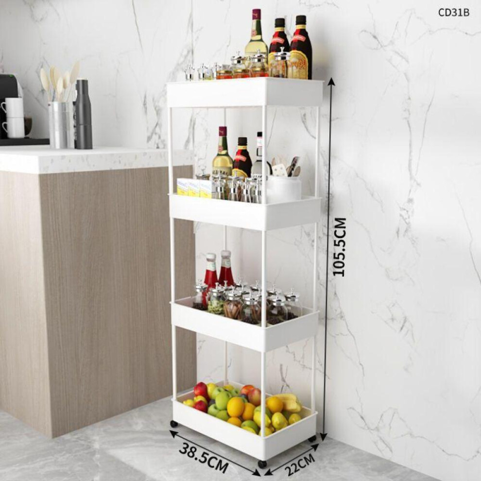 (white, 38.5*22*105.5cm) 2/3/4 Tier Slim Storage Cart Kitchen Bathroom Organizer Shelf Mobile Shelving Rolling Cart With Wheels Movable Gap Storage Rack