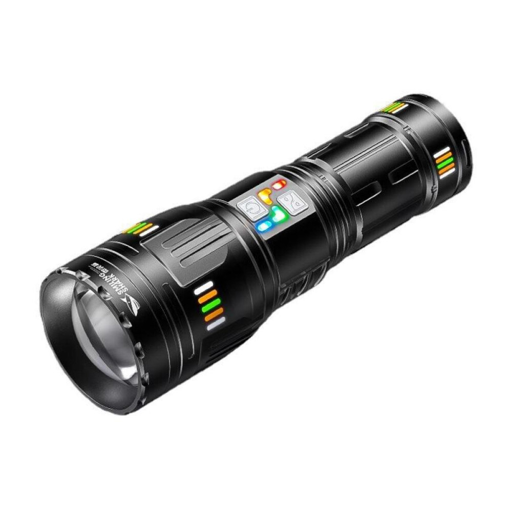 (black) Variable Focus, Ultra Long Endurance, High Brightness Flashlight, Outdoor Strong Light, Long Range, Color Night Light, Aluminum Alloy Flashlig