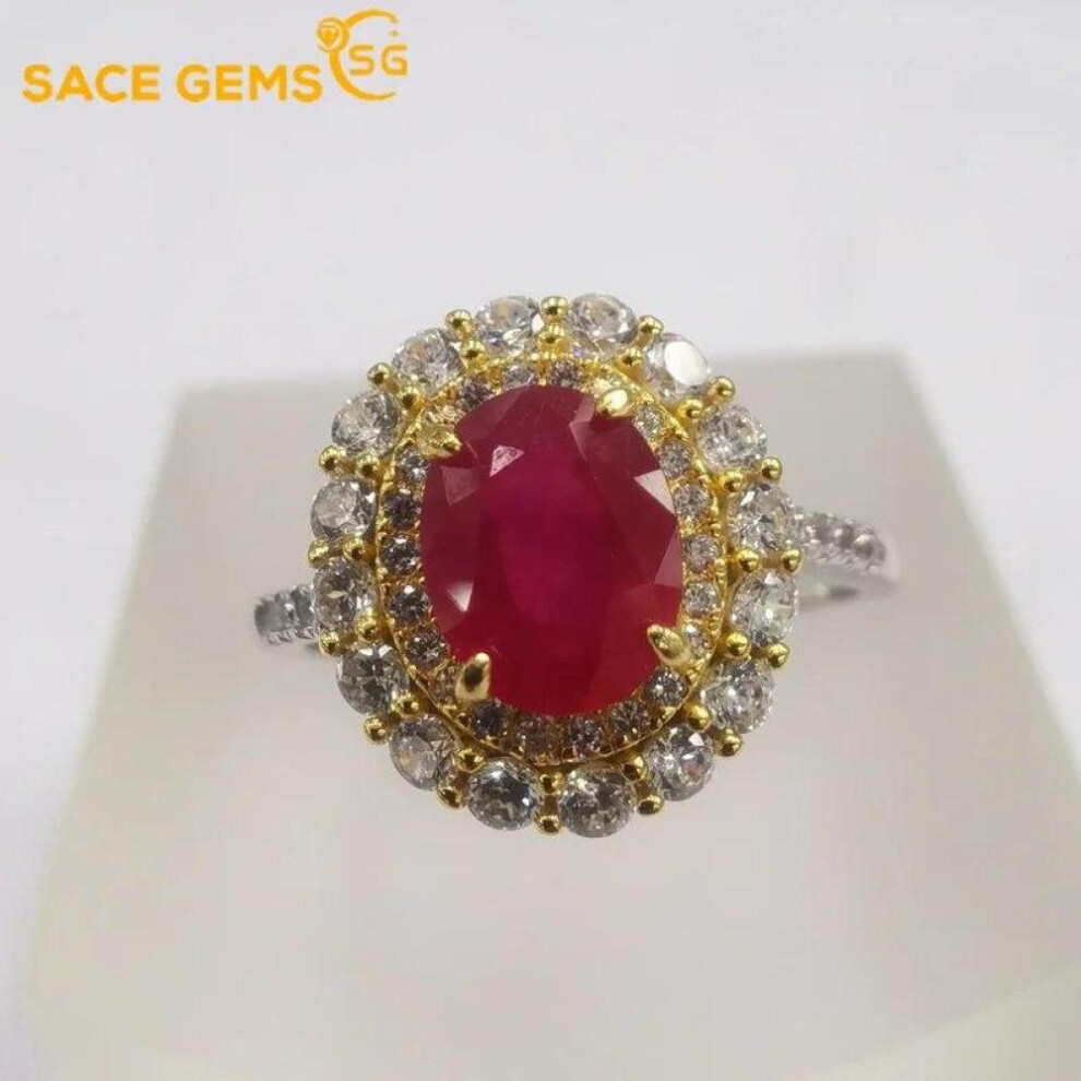 (red, Open) Sace Gems 925 Sterling Silver Ruby Finger Rings For Women Wedding Party Fine Jewelry Gift