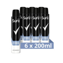 Sure Men Invisible Ice Fresh Anti-Perspirant, 6 x 200ml