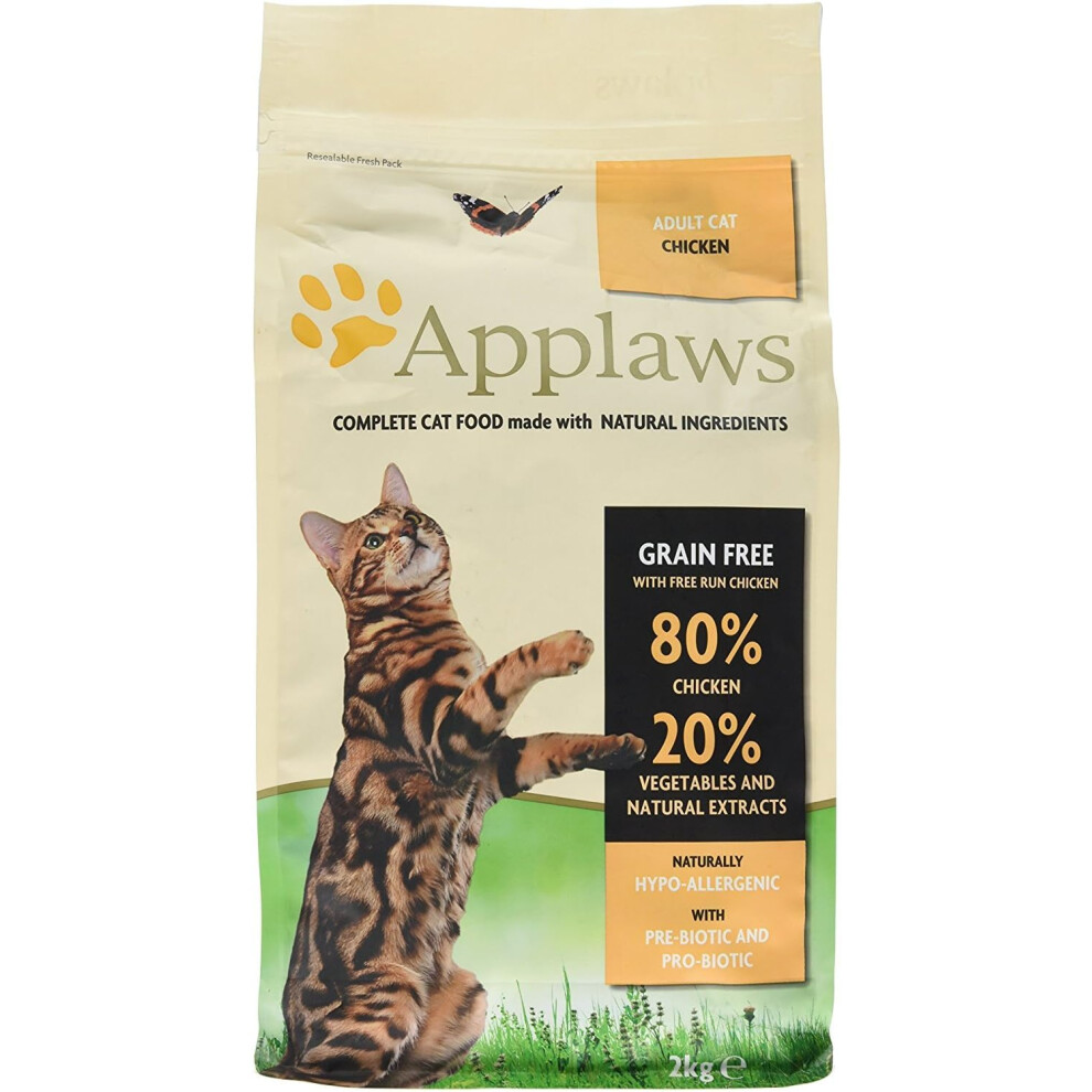 Applaws Complete Natural and Grain Free Dry Adult Cat Food, Chicken, 2 kg Bag