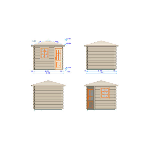 Shire 8x8 Colombo Corner log cabin 44mm Cladding 1