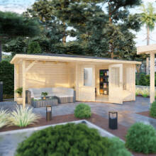 Shire Amarrillo 20x10 Log Cabin and Shelter combination 44mm cladding