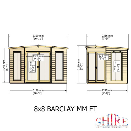 Shire Barclay 8x8 Corner Summerhouse 12mm Interlock Cladding 2
