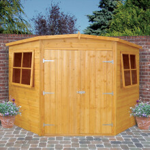 Shire Corner Shed 7x7 12mm interlock Clad wooden Shed - Outdoor Wooden Garden Shed