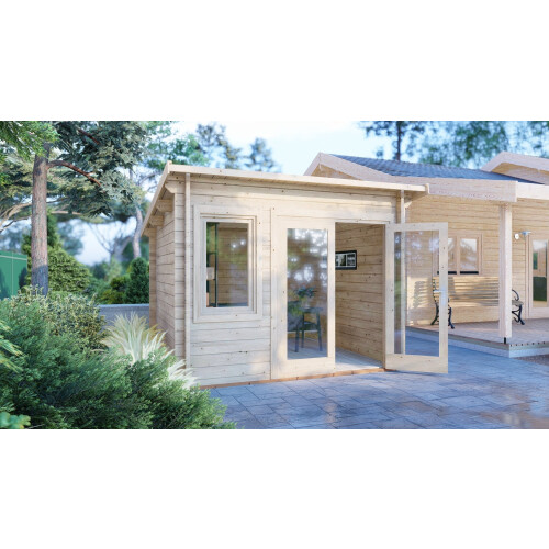 Shire Elm 10x10 Multiroom Pent Log Cabin 19mm interlock Cladding on OnBuy