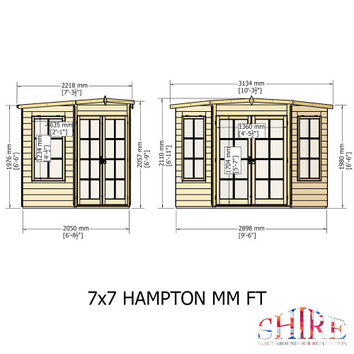 Shire Hampton 7x7 Corner Summerhouse 12mm Interlock Cladding 2