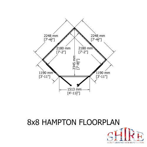 Shire Hampton 8x8 Corner Summerhouse 12mm Interlock Cladding 1