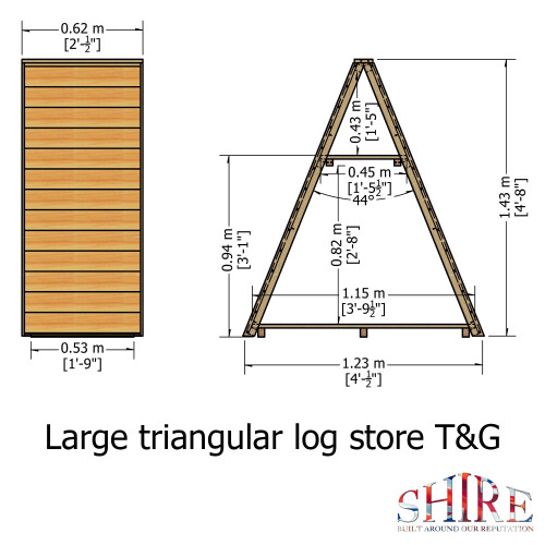 Shire Large Triangular Log Store interlock Pressure Treated 1200Wx620D 1