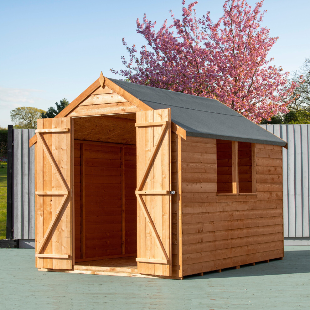 Shire Overlap 8X6 Double Door Economy With Window Storage Shed - Outdoor Wooden Garden Shed