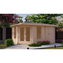 Shire Rita 10x14 Log Cabin Corner Office and shed mulitroom 44mm cladding - Outdoor Wooden Garden Shed