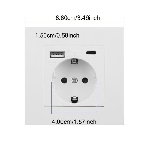 (White EU) Electrical Wall Charger Adapter Germany Plug Socket Power Outlets EU Standard 16A With Usb Type-C Charging Port PC Panel 1