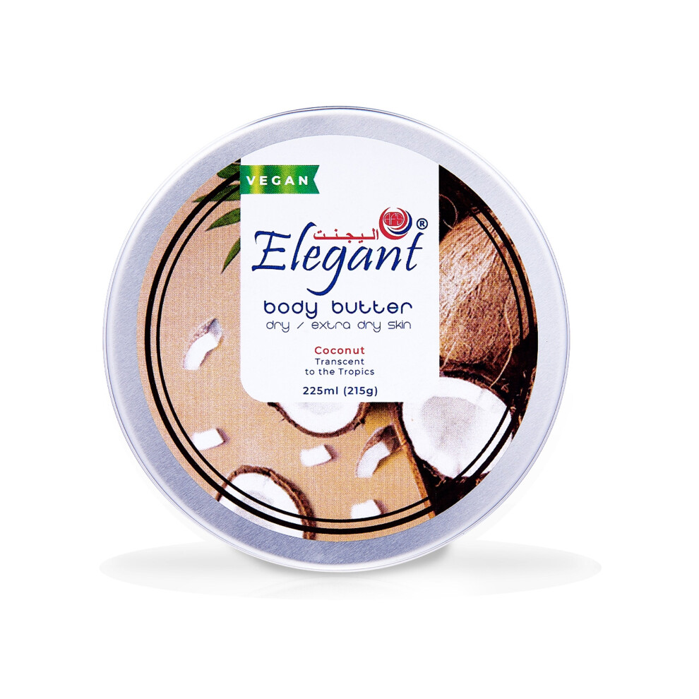 Elegant Coconut Body Butter, long-lasting hydration, keeping skin nourished all day 225ML
