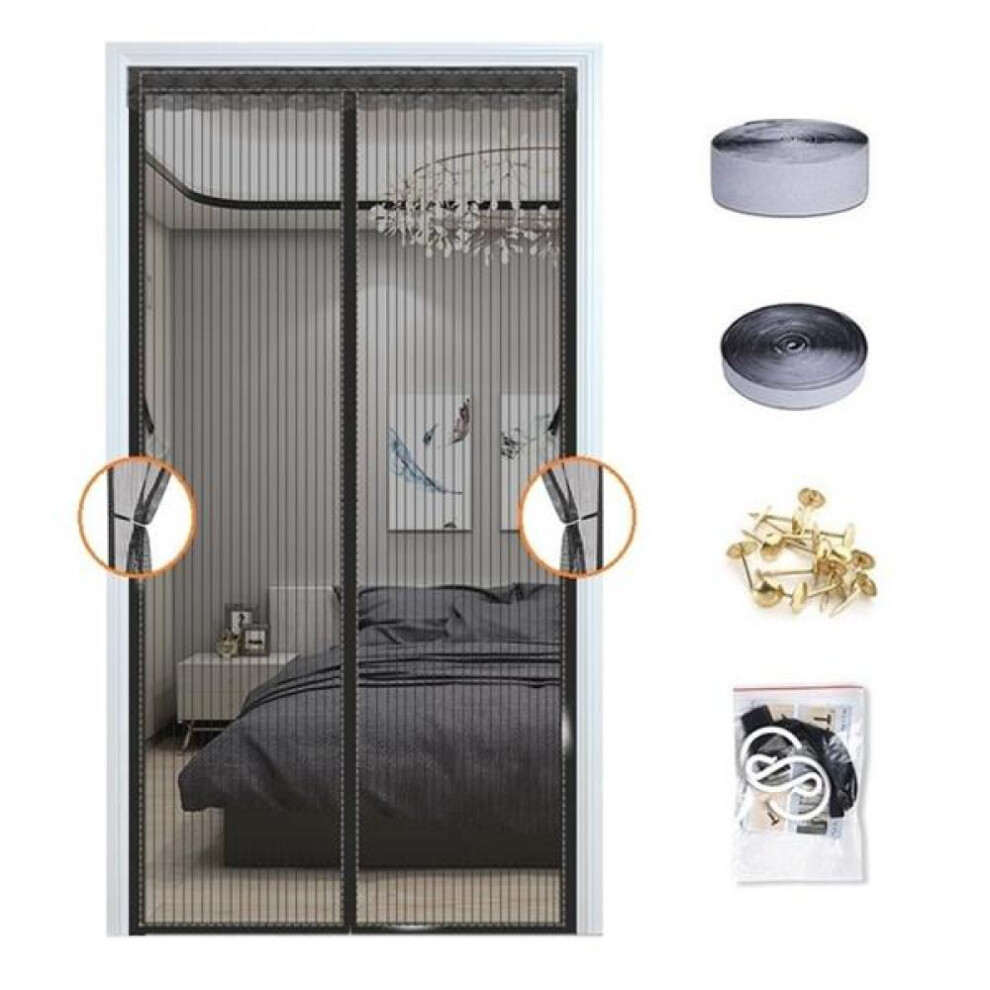 (black, W130 x H220cm) Summer Magnetic Screen Door Curtain Net Anti Mosquito Insect Fly Bug Room Divider Automatic Closing Magnetic Bug