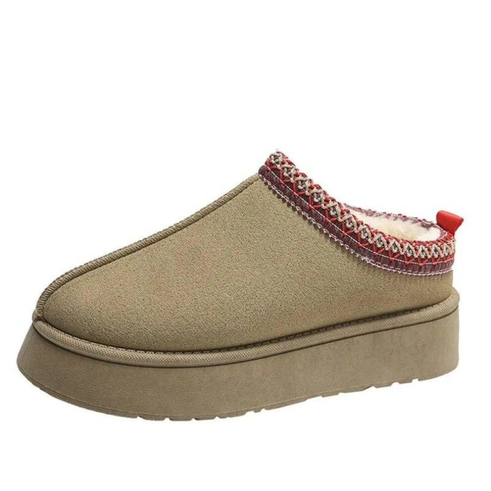 (army green, 38) Winter Retro Women Snow Warm Suede Leather Lazy Loafers Boots Shoes Woman Lady Female Flat Bottine Botas Boots Mujer Shoes