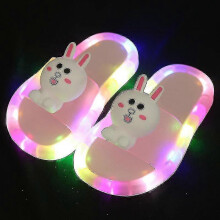 (Pink-Rabbit, 24-25) New Fashion Slippers Cartoon Led Flip Flops Cute Shoes Non Slip Children Shoes Unisex-9034603763230