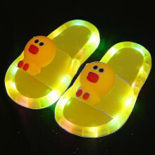 (Yellow-Duck, 32-33) New Fashion Slippers Cartoon Led Flip Flops Cute Shoes Non Slip Children Shoes Unisex-9034603763230