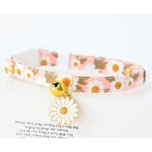Cat Collars, Cotton Breakaway Cat Collars with Bell & Cute Daisy Pendants Adjustable
