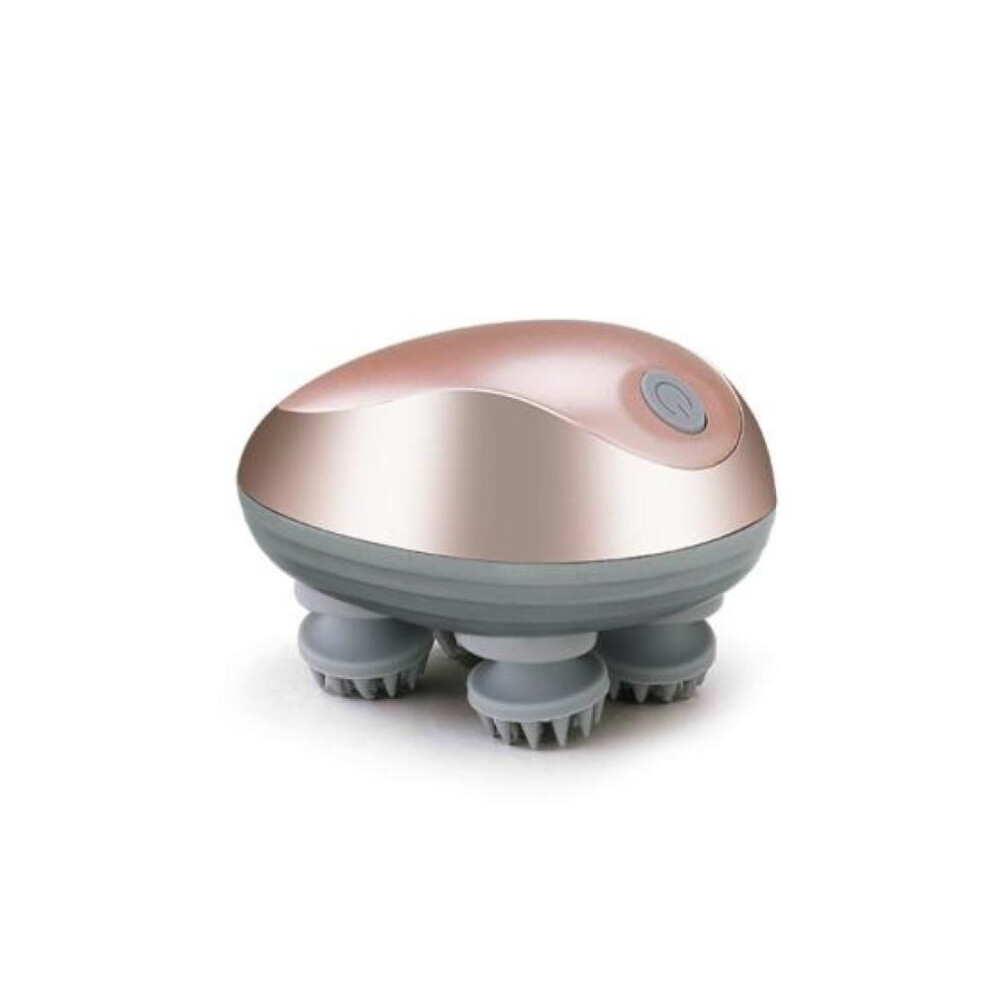 (golden) Electric Scalp Massager With Led Light Waterproof Stress Relief Relaxation Soft Kneading Nodes Portable Head Massager