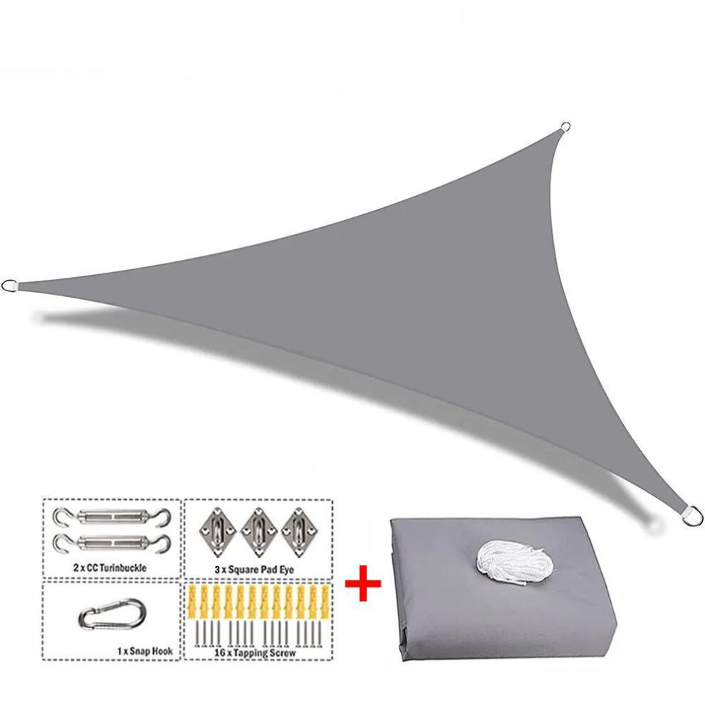 (grey, 200x200x200cm) Shade Sails, Triangle Garden Patio Uv Resistant Waterproof Polyester Awning, Swimming Pool Awning, Camping Hiking Sail Canopy