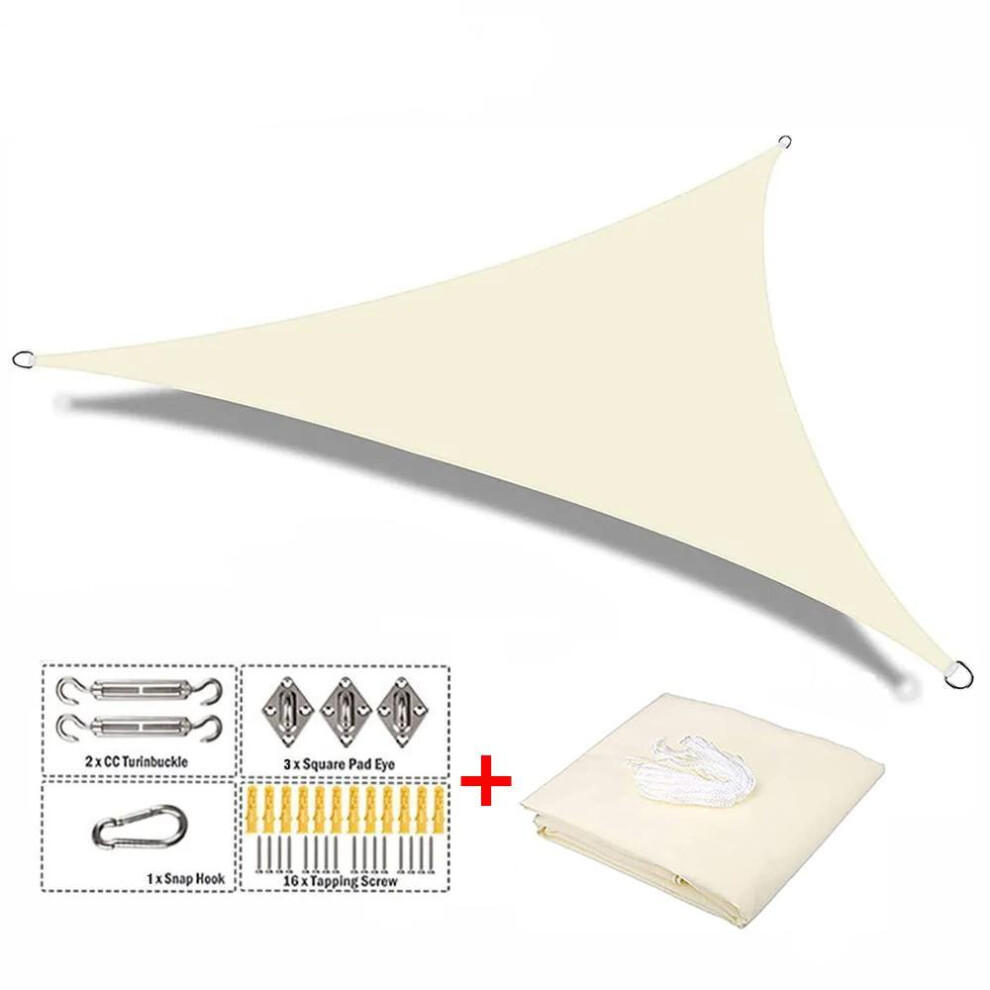 (beige, 400x400x570cm) Shade Sails, Triangle Garden Patio Uv Resistant Waterproof Polyester Awning, Swimming Pool Awning, Camping Hiking Sail Canopy