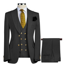 (Black, M) Mens Stylish 3 Piece Dress Suit, Classic Fit Wedding Formal Jacket Vest And Pants